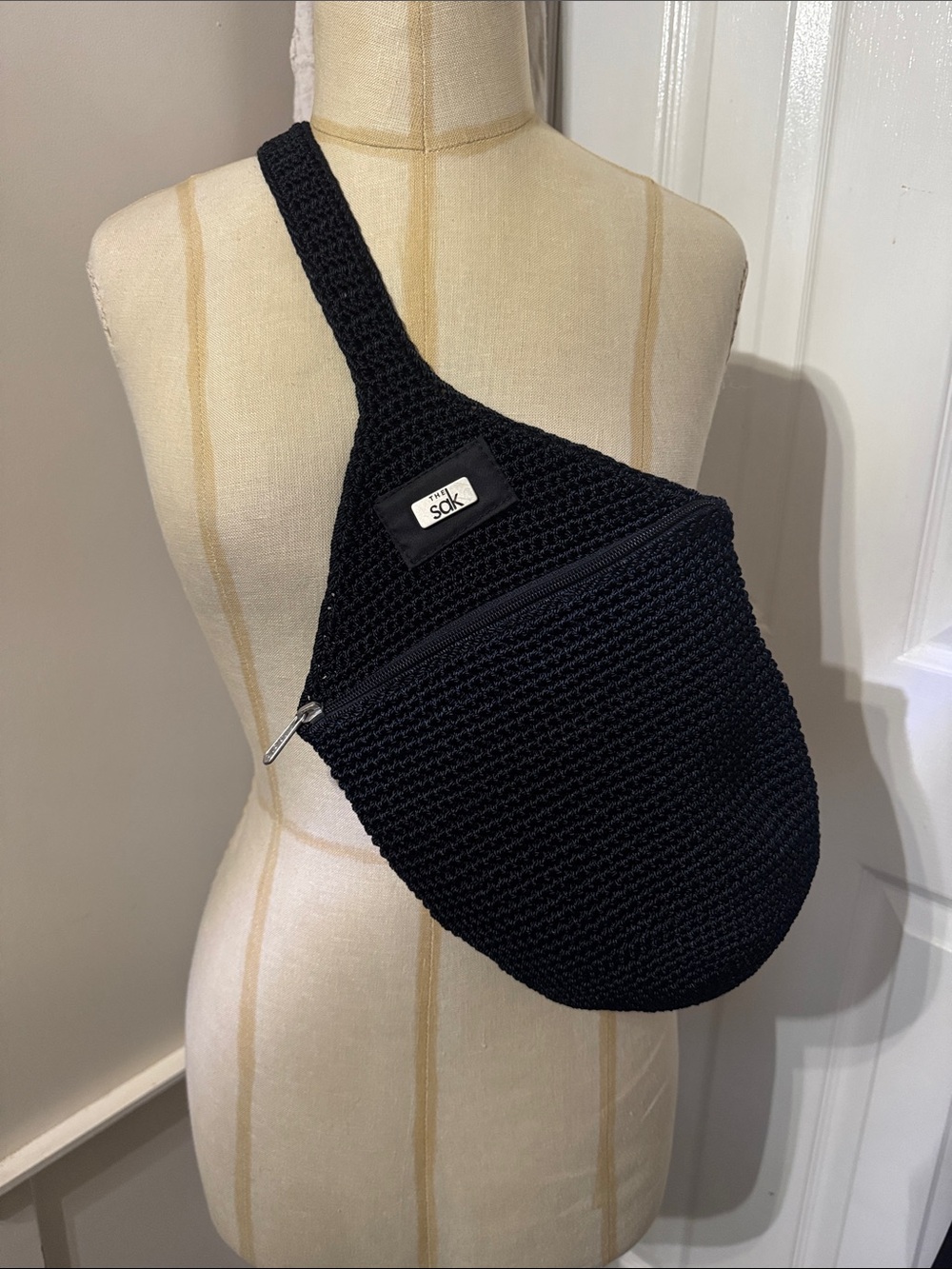 The Sak Black Crochet Sling Bag